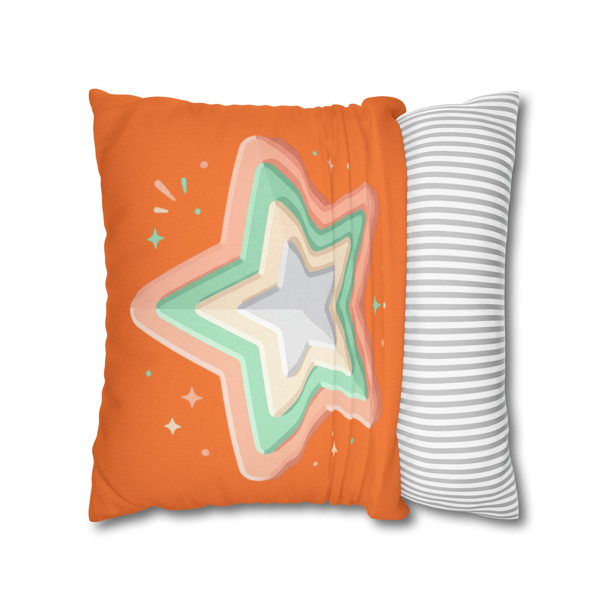Star Shape Orange Spun Polyester Square Pillowcase
