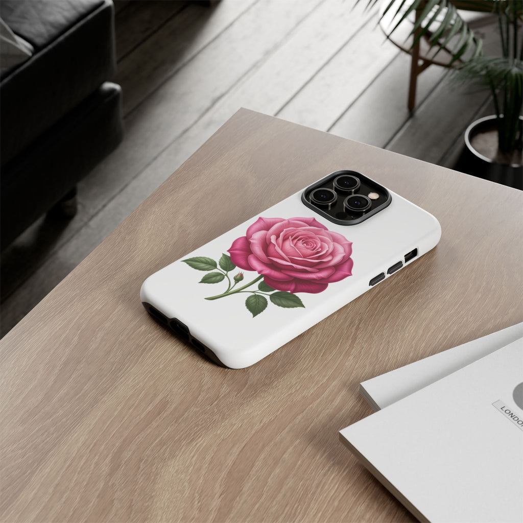 Pink Rose Tough Phone Case — Floral Protective iPhone Cover