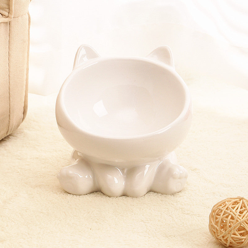 Ceramic Cat Bowl Cat Bowl Cat Food Bowl Neck Guard Oblique Mouth Dog B