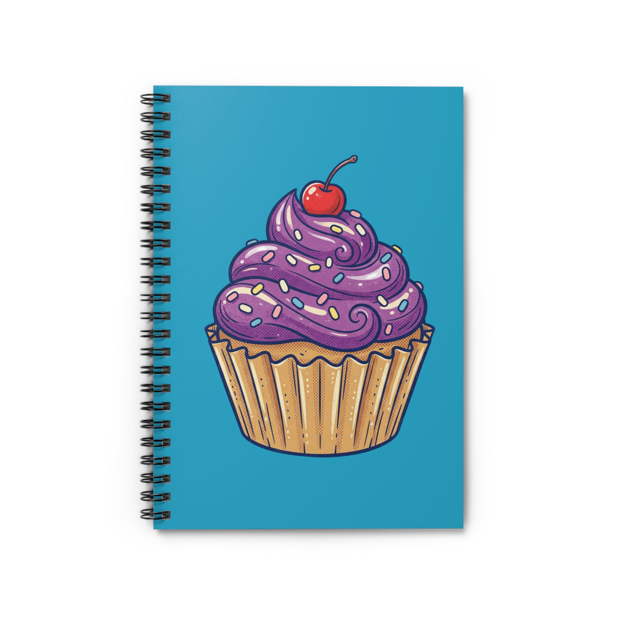 Cupcake Spiral Notebook — Purple Frosting Cherry Journal (Ruled)