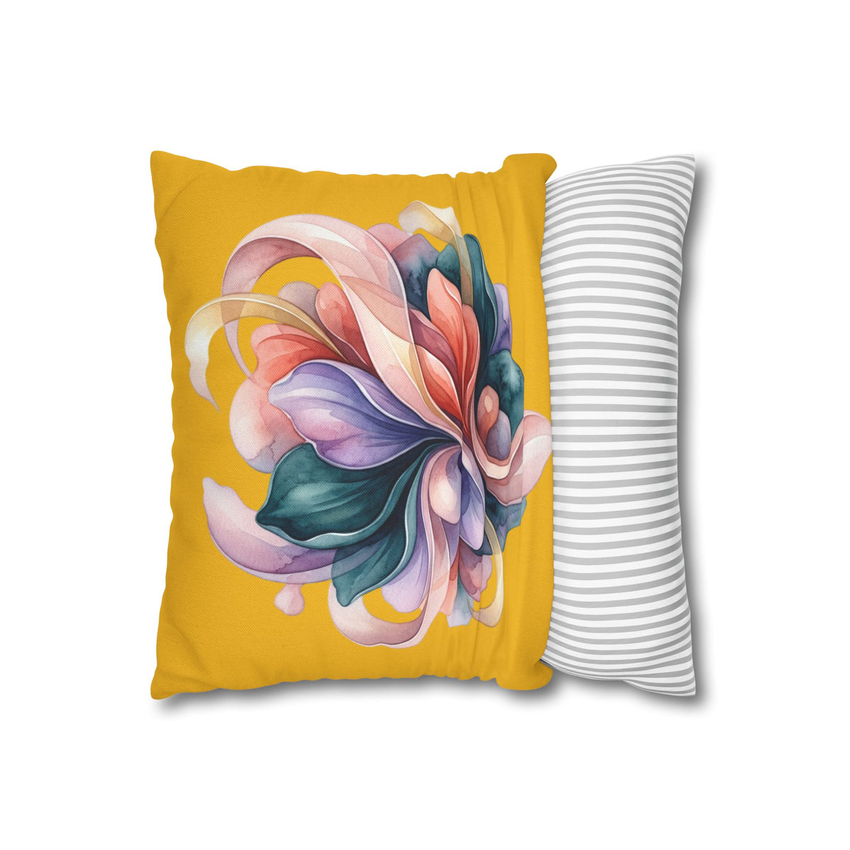 Floral Swirl Decorative Pillowcase — Vibrant Yellow Abstract Flower Accent
