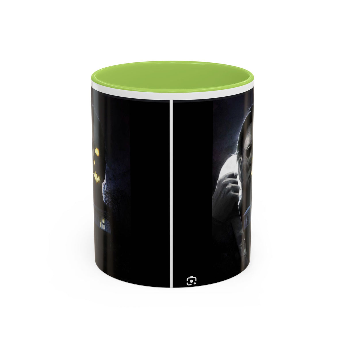 Halloween Michael Myers Accent Coffee Mug — Spooky Horror Movie Jack-O'-Lantern Face (11/15oz)