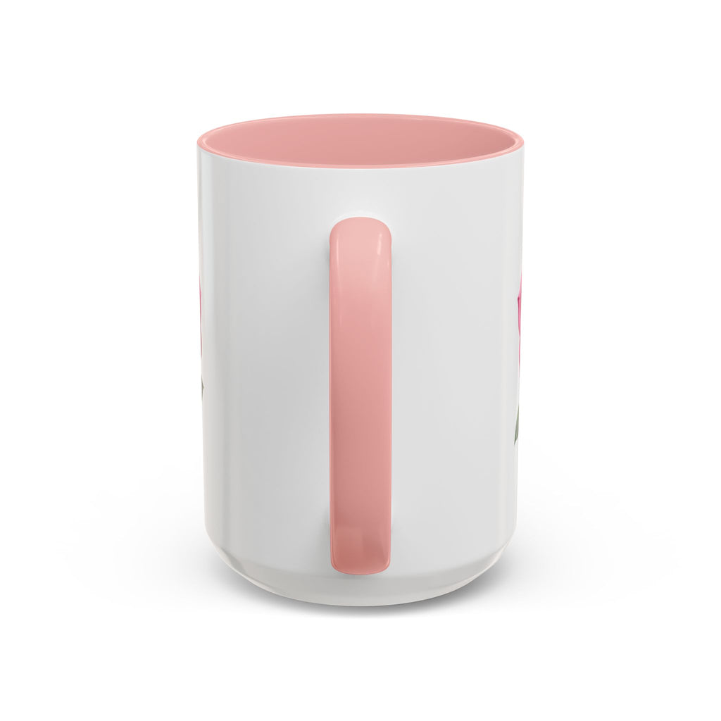 Pink Rose Accent Coffee Mug — Floral Tea & Coffee Cup (11/15 oz)