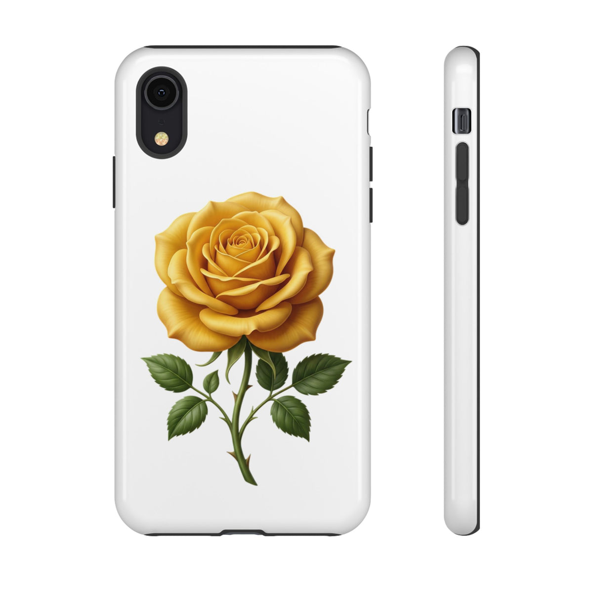 Yellow Rose Phone Case — Vintage Floral Tough Protective Cover
