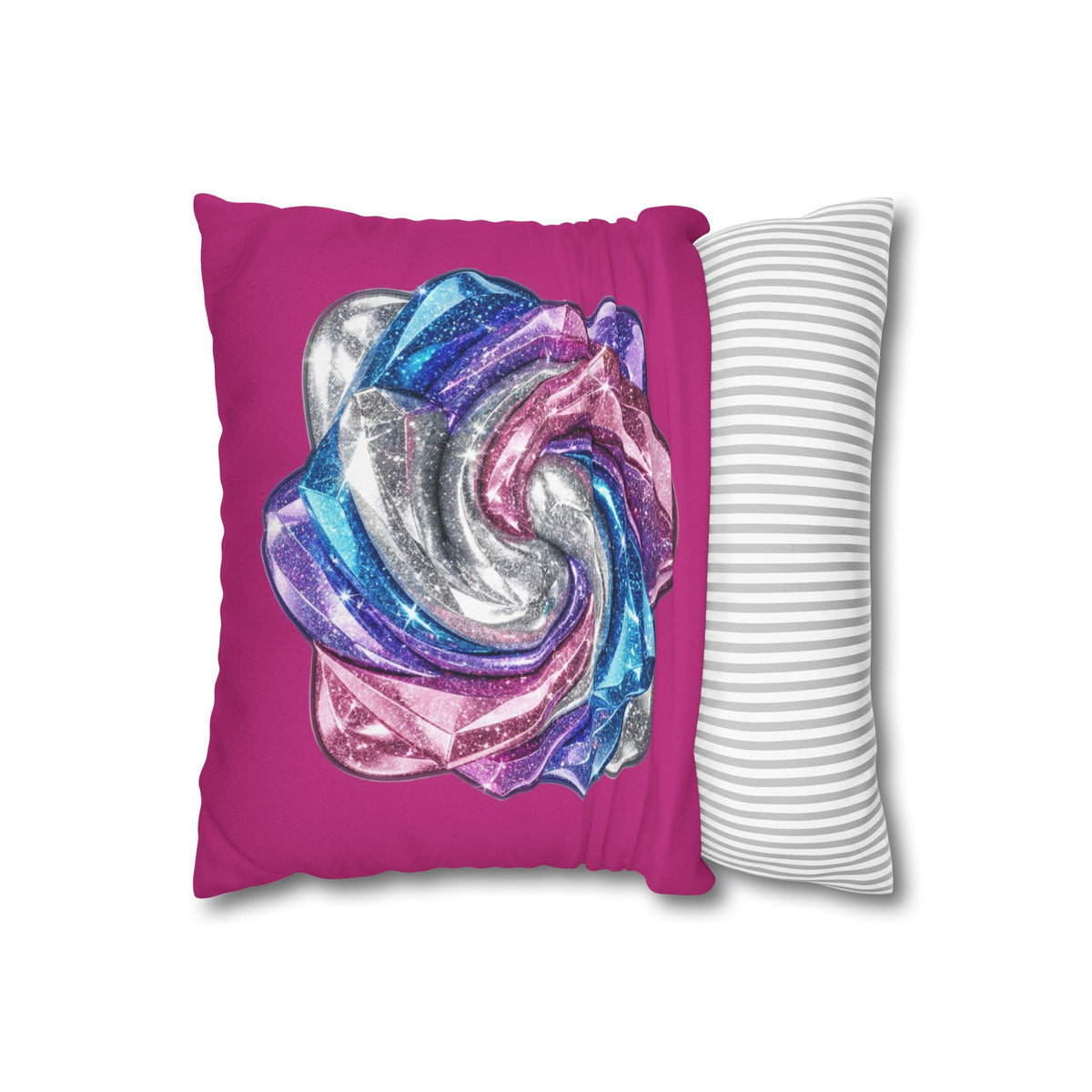 3D Glitter Design Magenta Spun Polyester Square Pillowcase