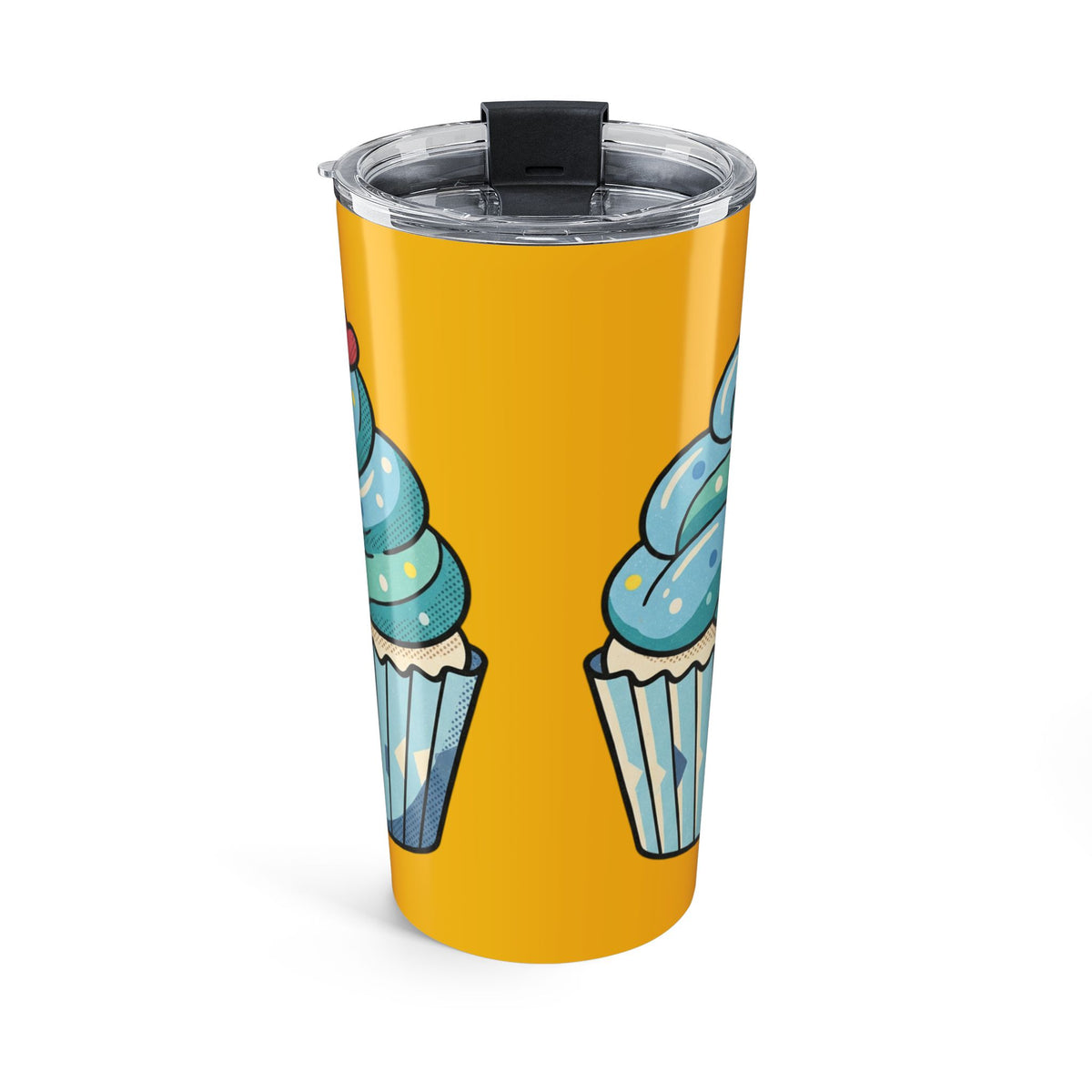 Cupcake Pattern 20oz Tumbler Yellow – Colorful Dessert Travel Mug