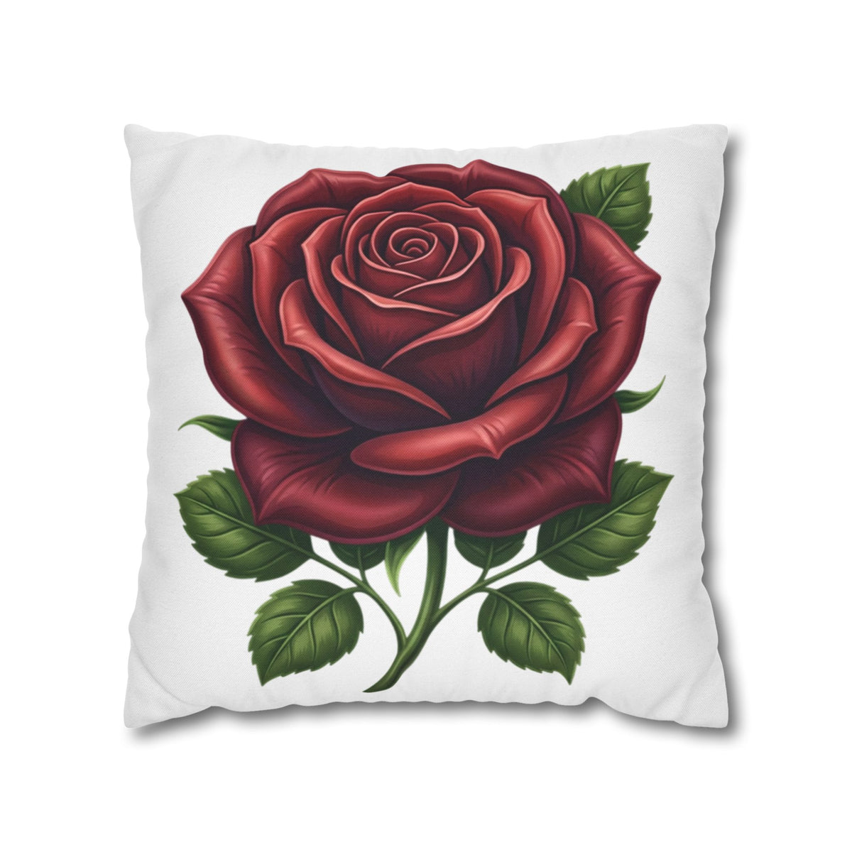 Red Rose Spun Polyester Square Pillowcase