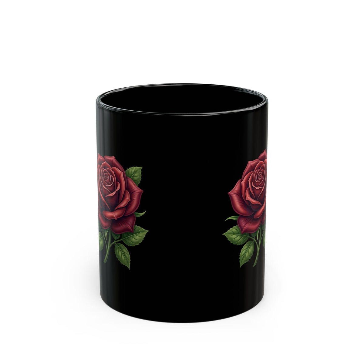 Black Rose Mug — Elegant Red Rose Ceramic Coffee Cup (11oz & 15oz)