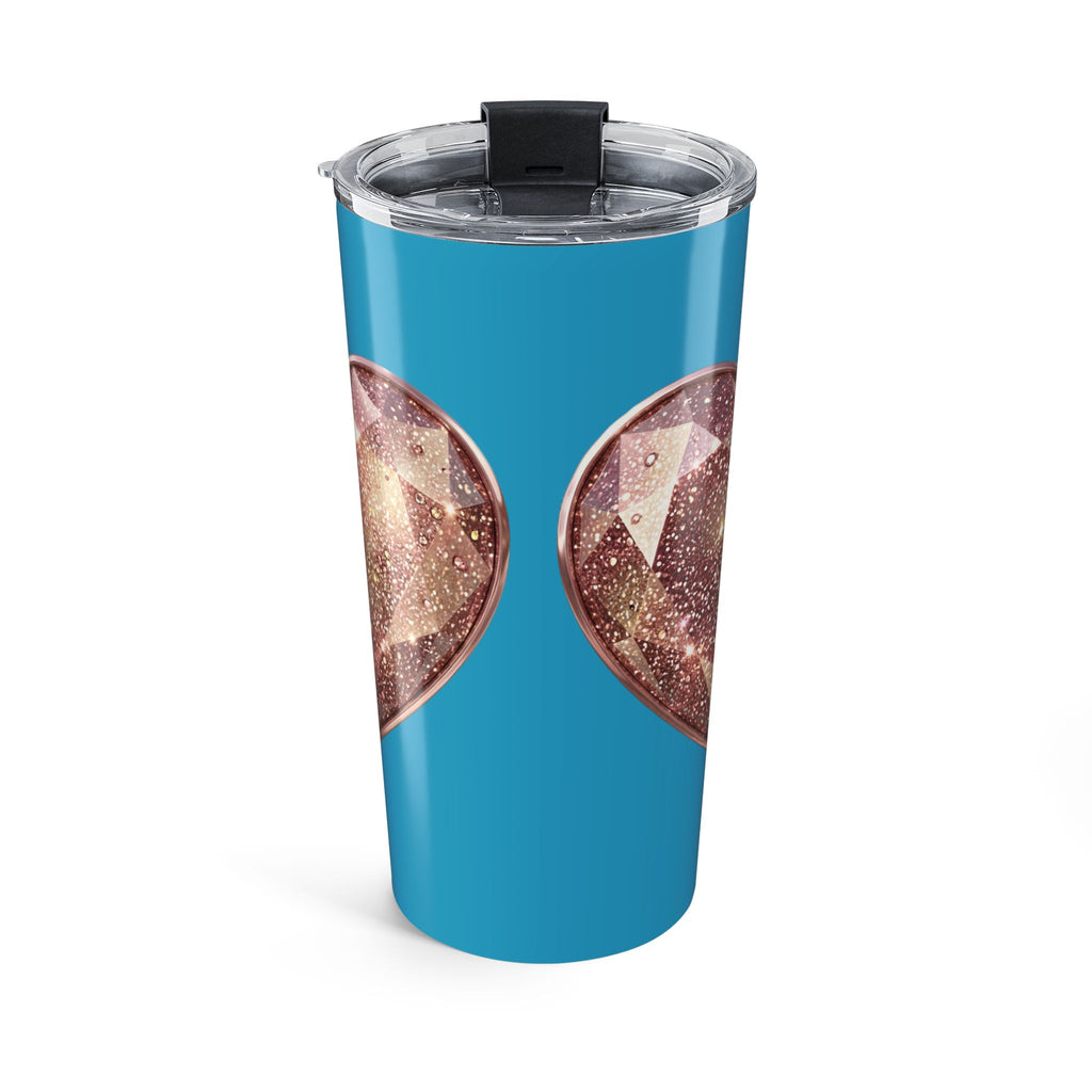 20oz Cosmic Gem Tumbler — Blue Glitter Compass Travel Mug- Turquoise