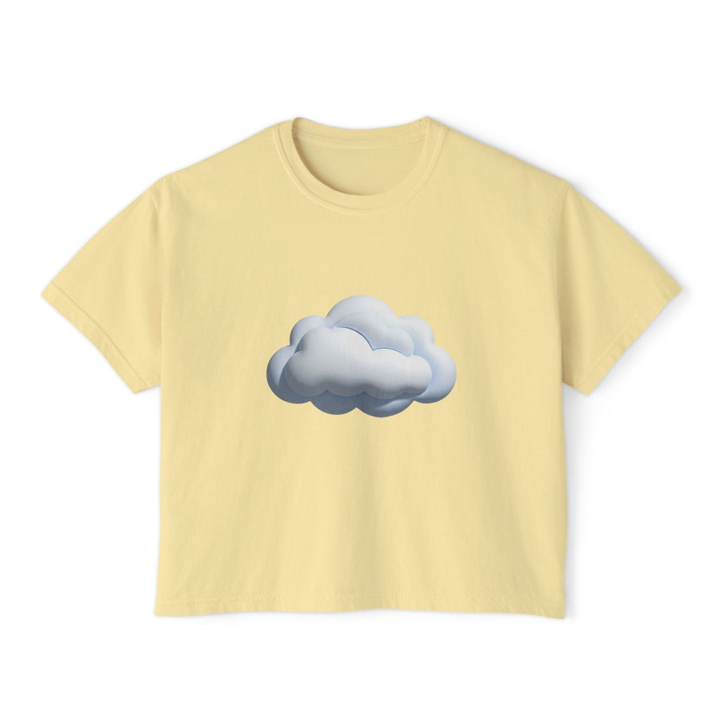 Cloud Graphic Boxy Tee — Minimal Cloud Illustration Women’s Cropped T-Shirt