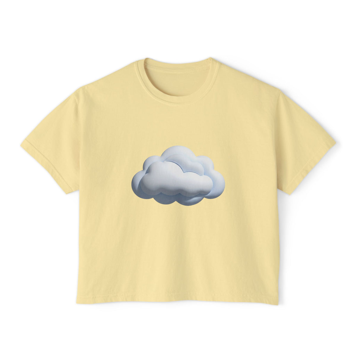 Cloud Graphic Boxy Tee — Minimal Cloud Illustration Women’s Cropped T-Shirt