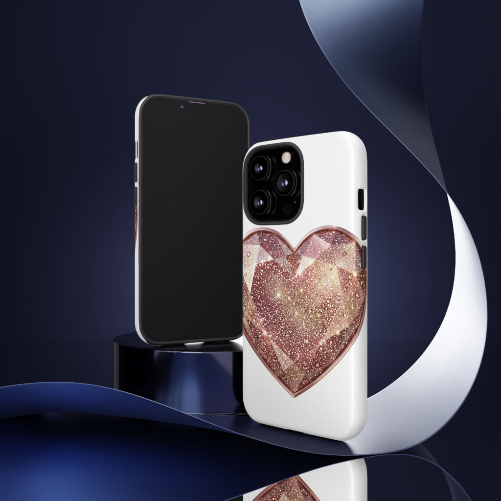 Rose Gold Glitter Crystal Heart Phone Case