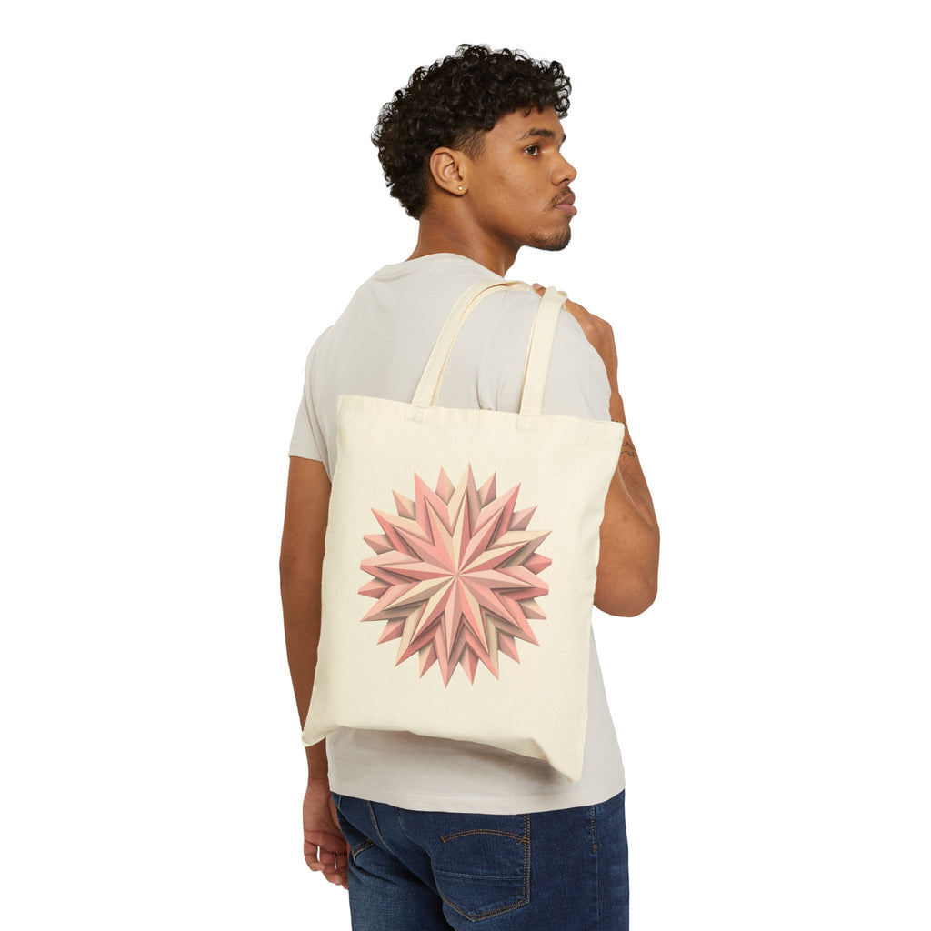 Floral Geometric Star Tote — Pink Paper Star Canvas Bag