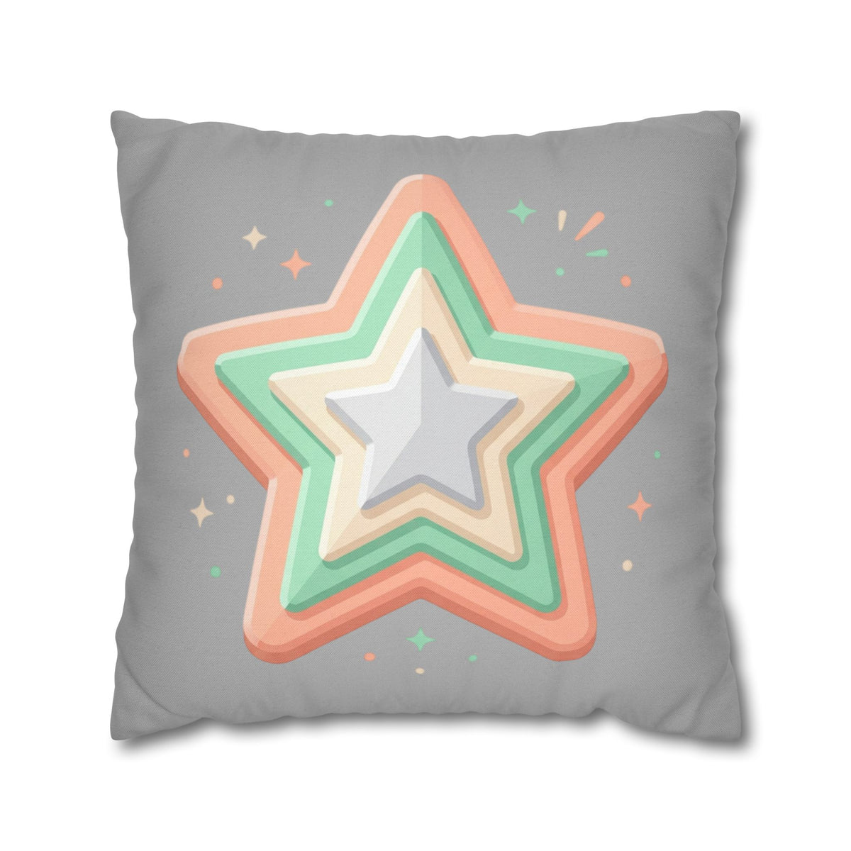 Star Shape Grey Spun Polyester Square Pillowcase