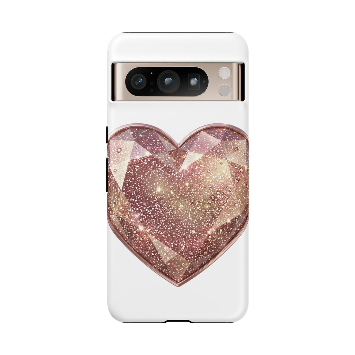 Rose Gold Glitter Crystal Heart Phone Case