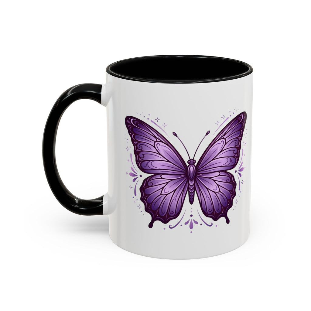 Purple Butterfly Accent Coffee Mug — 11oz & 15oz Decorative Tea Cup