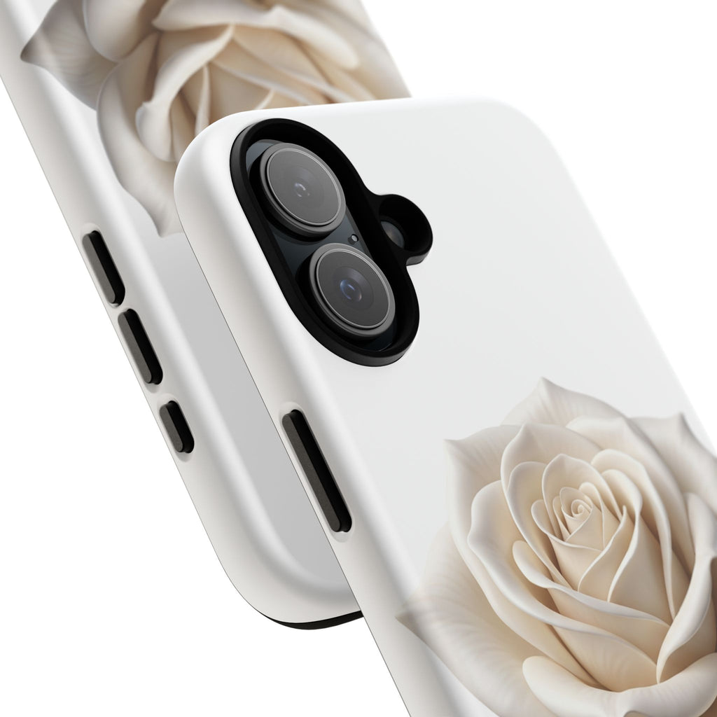 White Rose Tough Phone Case – Elegant Floral Protective Cover