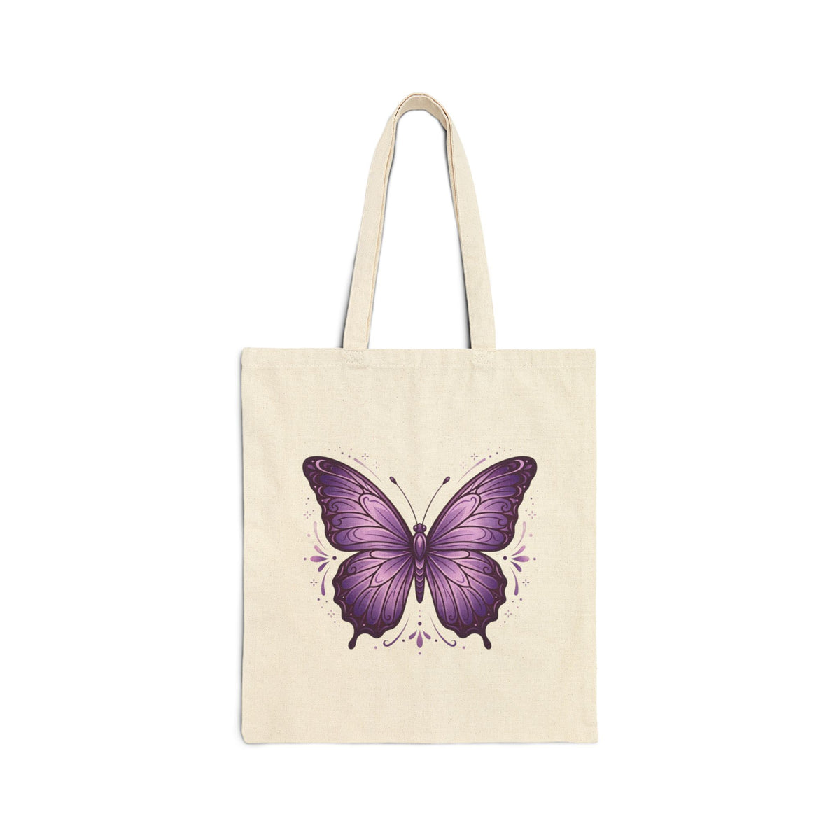 Purple Butterfly Canvas Tote Bag — Stylish Eco-Friendly Shopping Tote