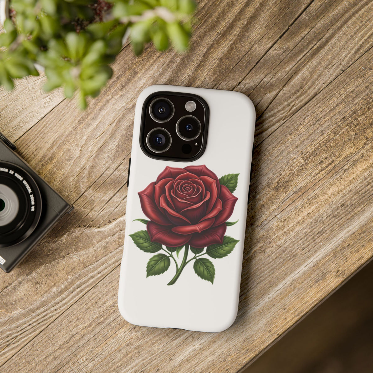 Rose Phone Case — Vintage Red Rose Floral Protective Cover