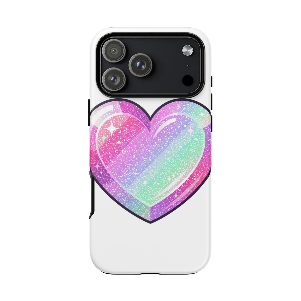 Pastel Glitter Heart Tough Phone Case — Cute Protective Phone Cover