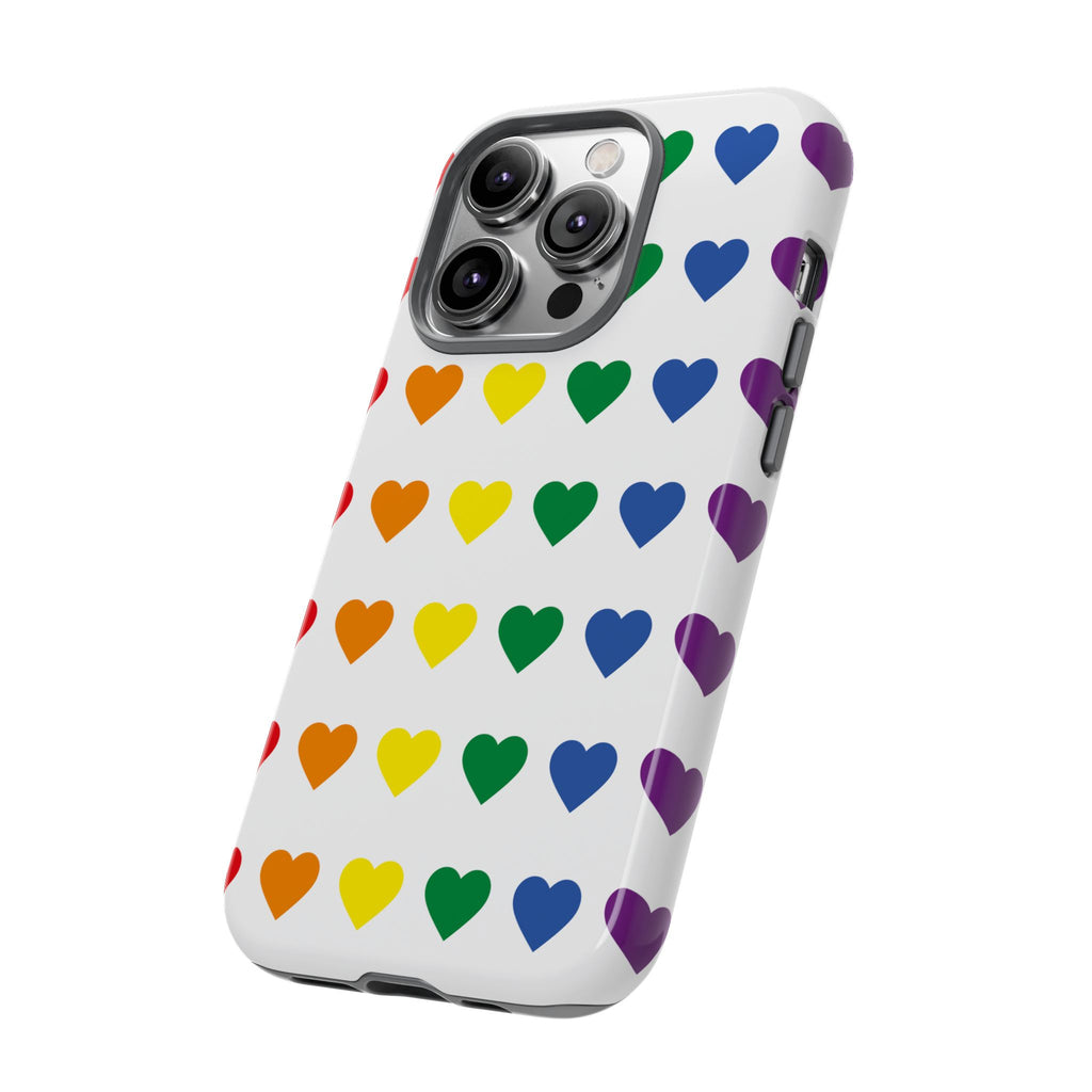 Rainbow Heart Tough Phone Case — Pride Pattern Protective Cover