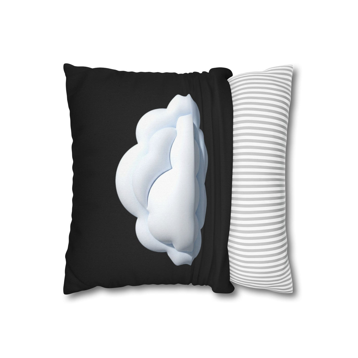 Cloud Graphic Black Pillowcase — Soft White Cloud on Black Decorative Pillow Cover