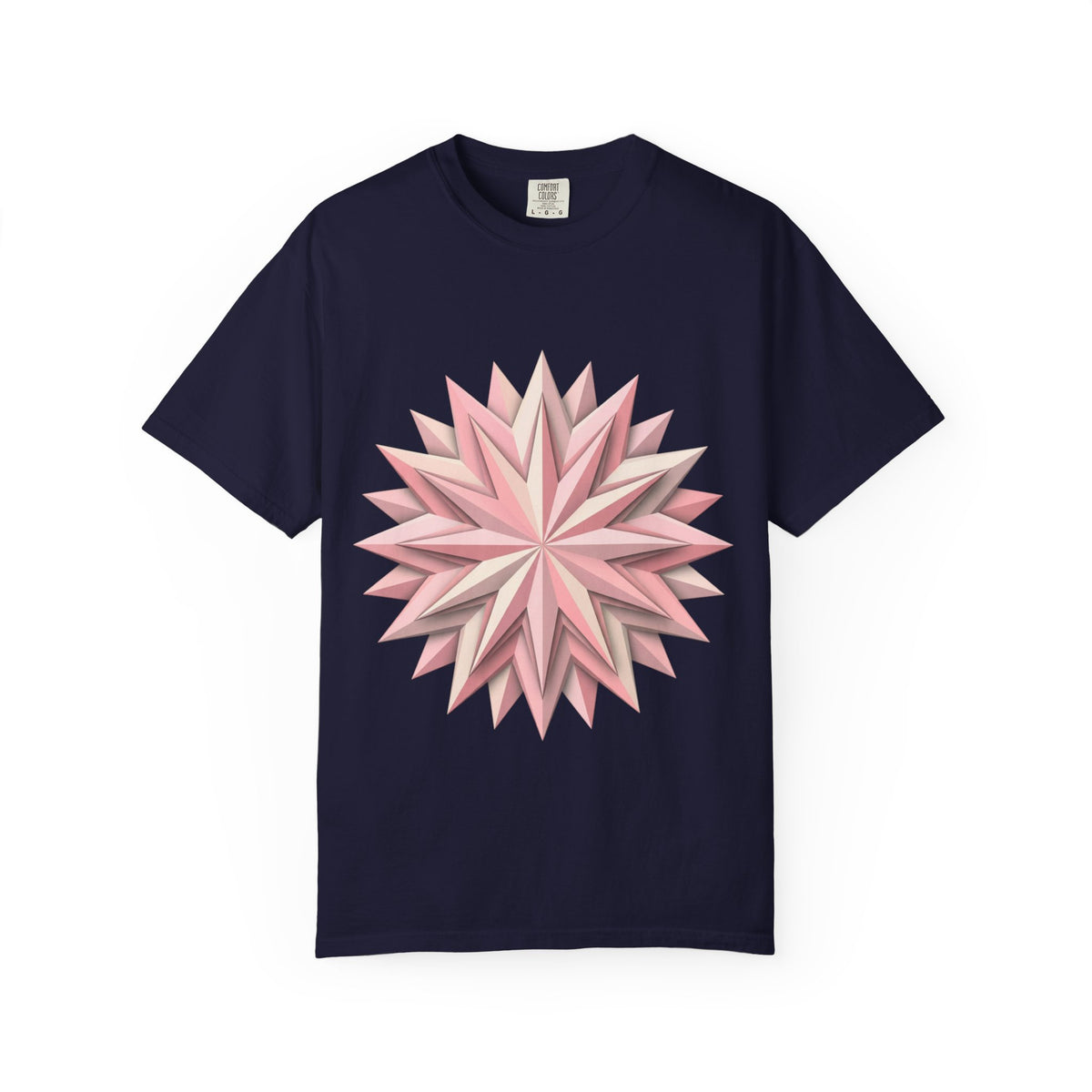 Geometric Rose Star T-Shirt — Pink 3D Origami Floral Tee