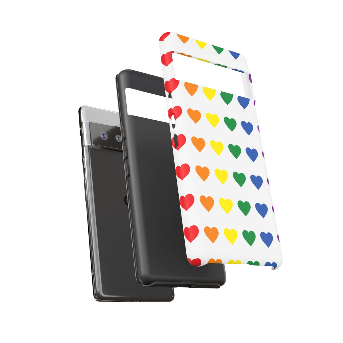 Rainbow Heart Tough Phone Case — Pride Pattern Protective Cover