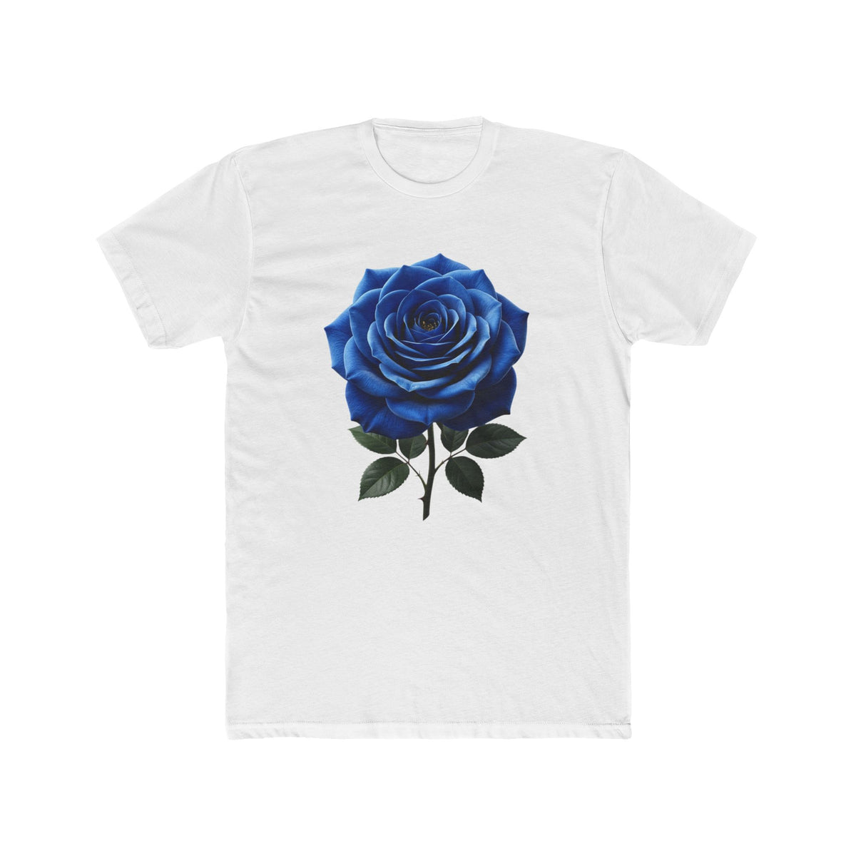 Blue Rose Tee — Realistic Floral Graphic T‑Shirt