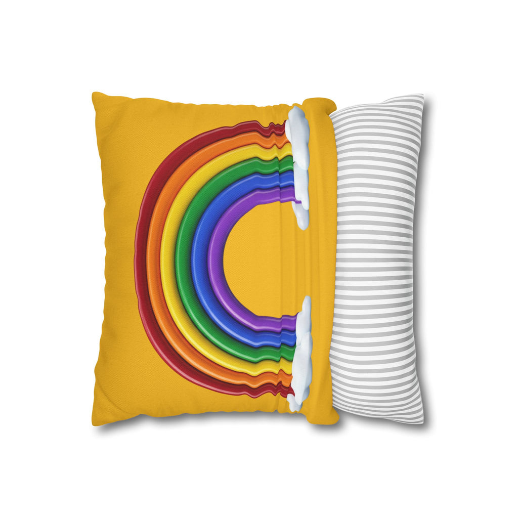 Rainbow Yellow Spun Polyester Square Pillowcase
