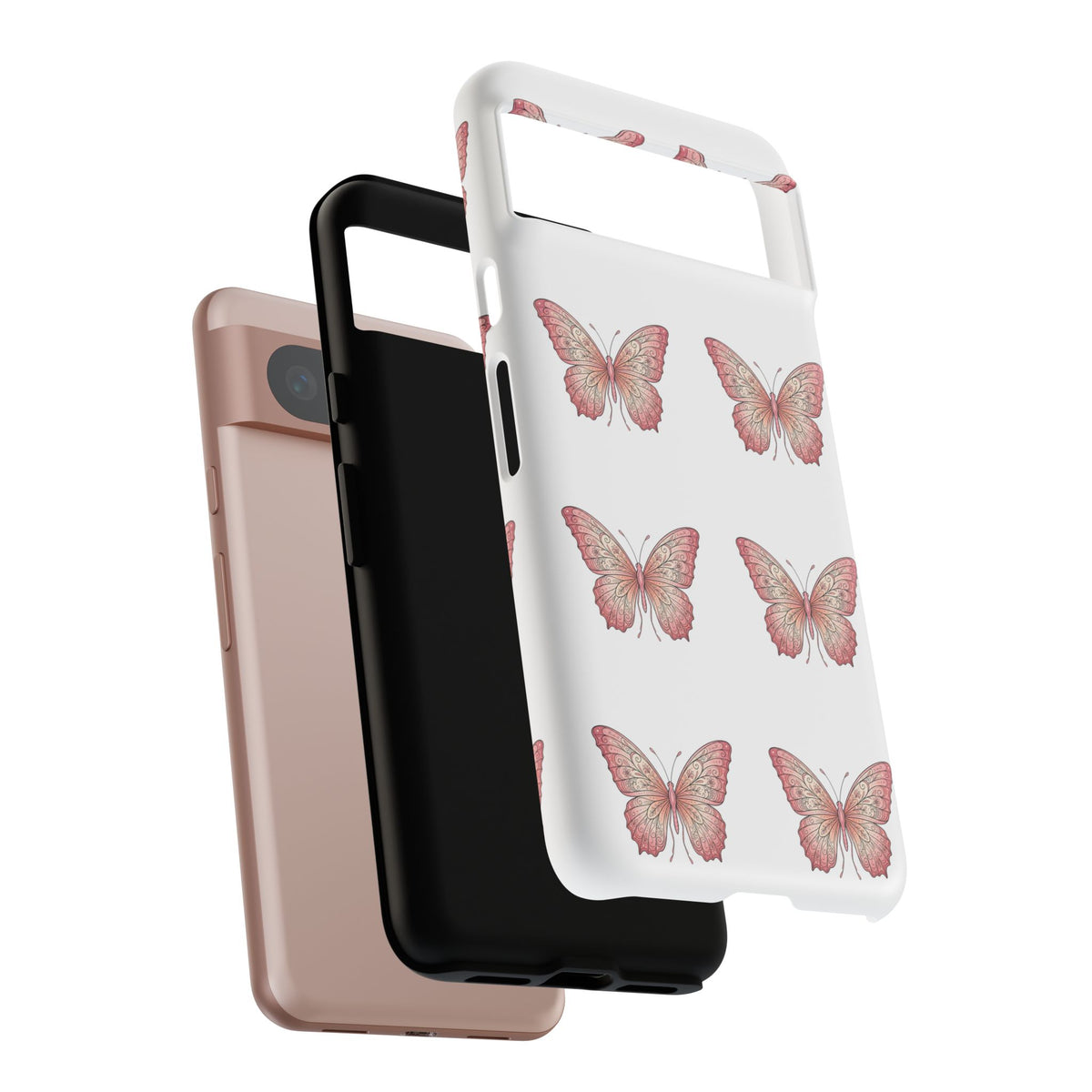 Pink Butterfly Tough Phone Case — Floral Pattern Protective Cover