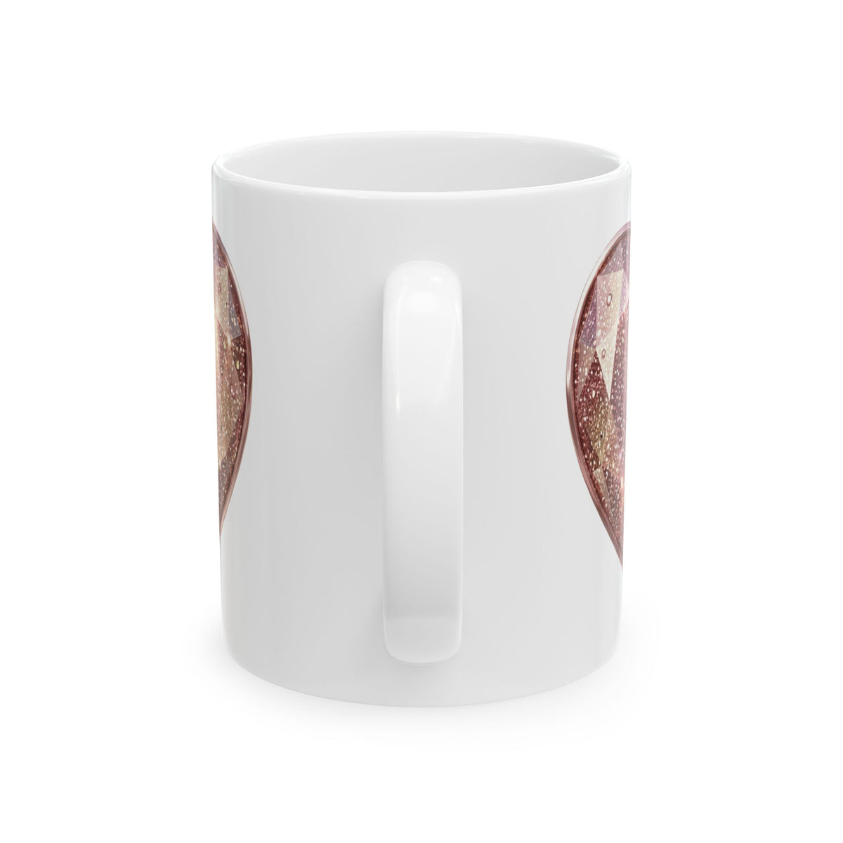 Sparkling Rose Gold Heart Ceramic Mug – Glitter Gemstone Love Coffee Cup (11oz, 15oz)