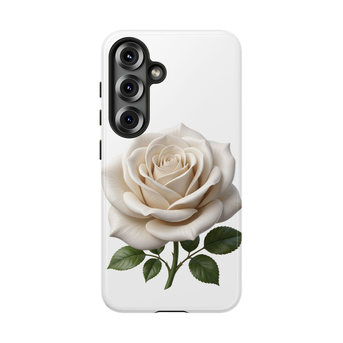White Rose Tough Phone Case – Elegant Floral Protective Cover
