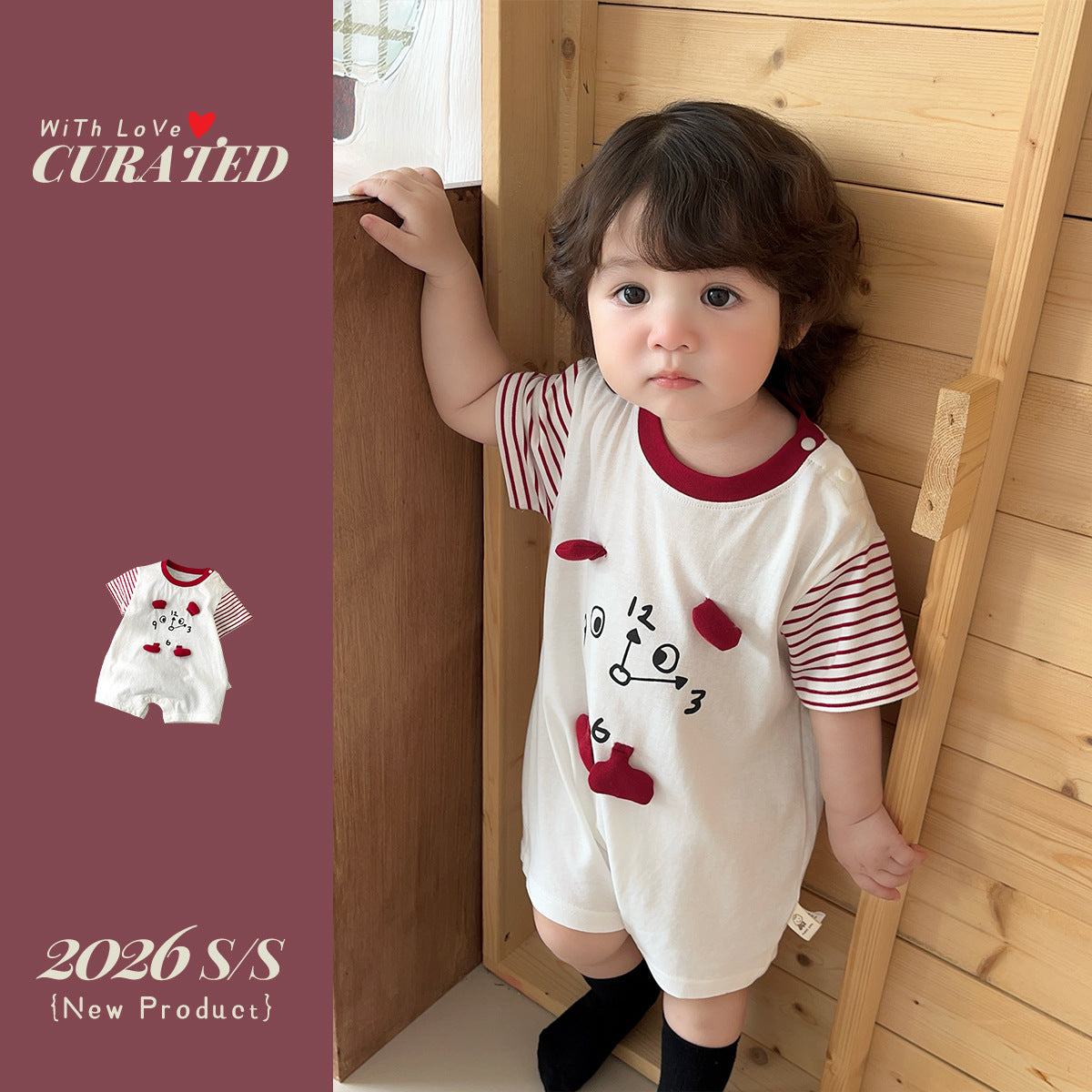 Cartoon Stripes Summer Baby Clothes Boy Onesie Lightweight Crawling Suit