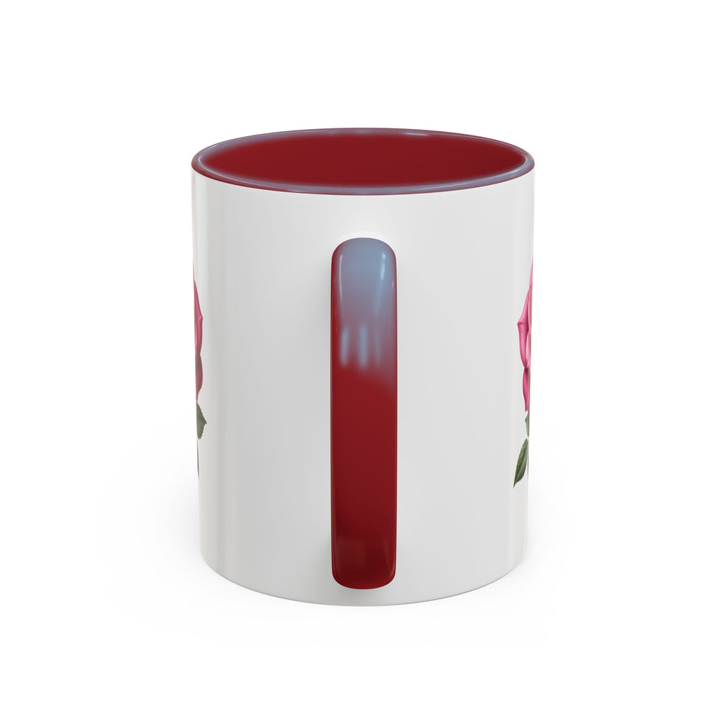 Pink Rose Accent Coffee Mug — Floral Tea & Coffee Cup (11/15 oz)