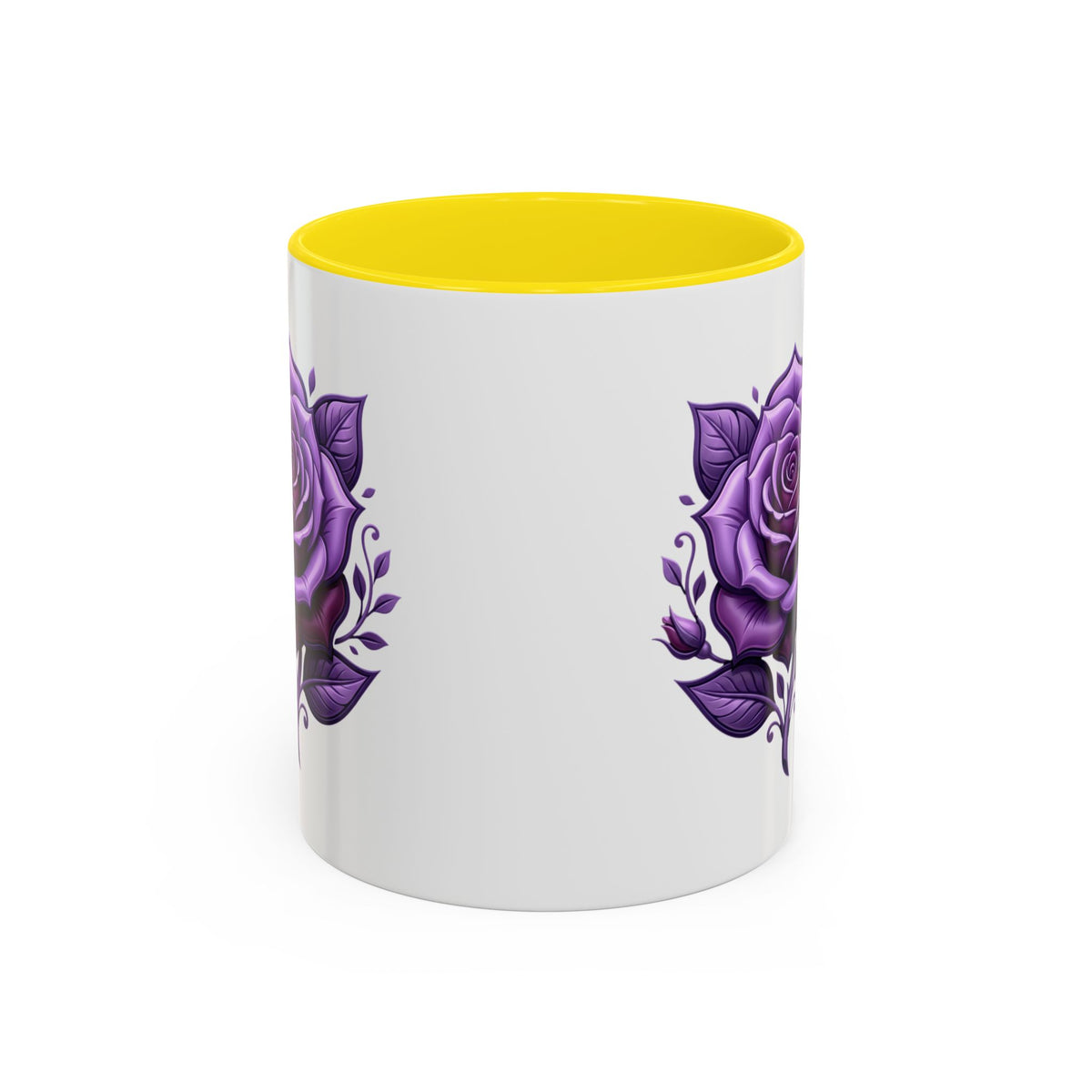 Purple Rose Accent Coffee Mug — Floral Gothic Tea Cup for Women & Gifts
