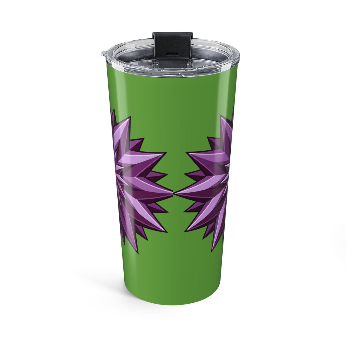 20oz Floral Spike Tumbler — Green & Purple Geometric Flower Travel Cup- Light Green