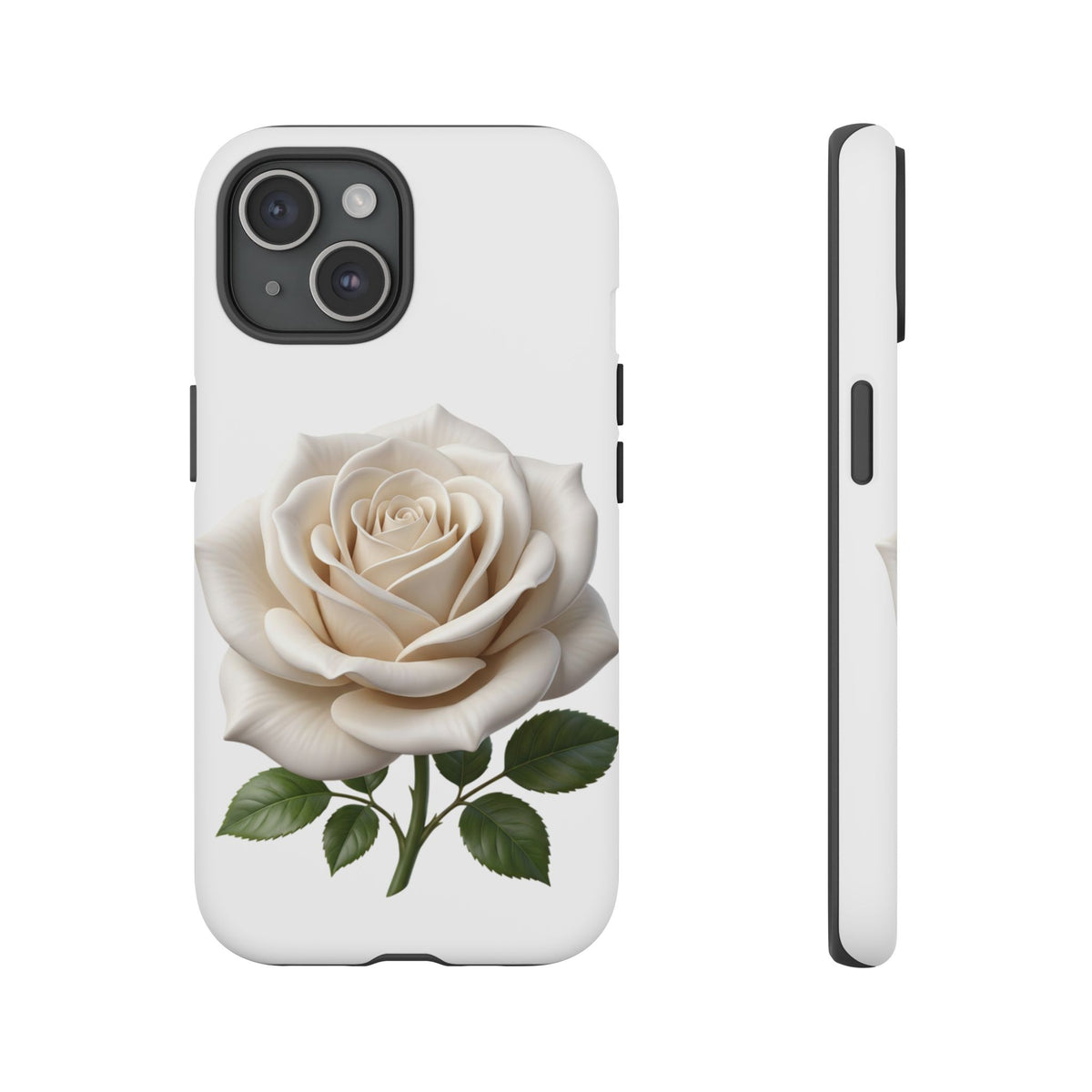 White Rose Tough Phone Case – Elegant Floral Protective Cover