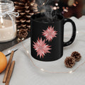 Pink Floral Pattern Black Coffee Mug — 11oz & 15oz