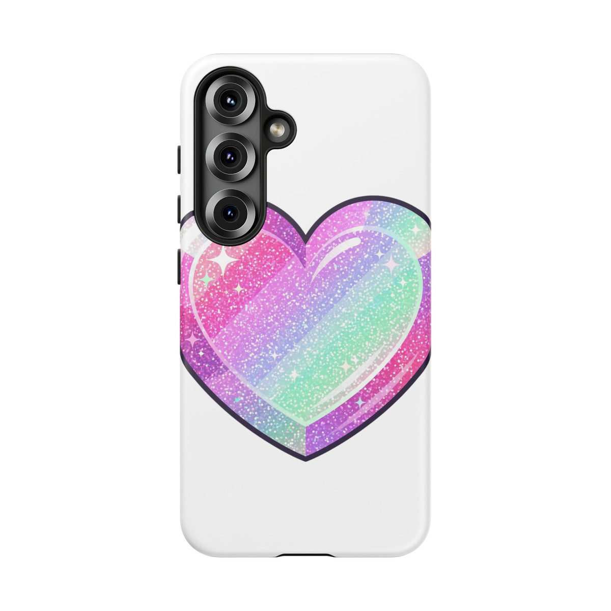 Pastel Glitter Heart Tough Phone Case — Cute Protective Phone Cover