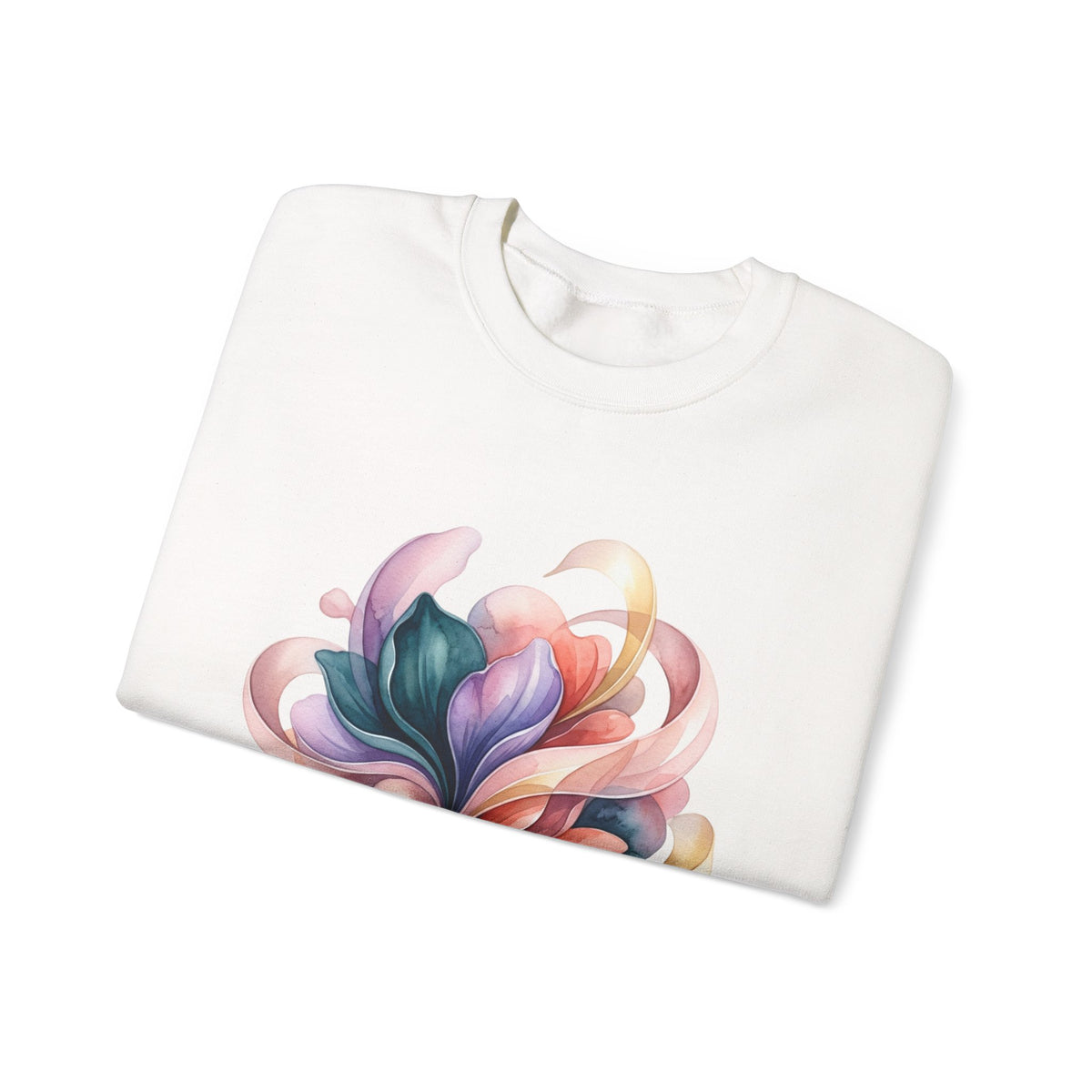 Abstract Floral Crewneck Sweatshirt — Pastel Swirl Art Pullover