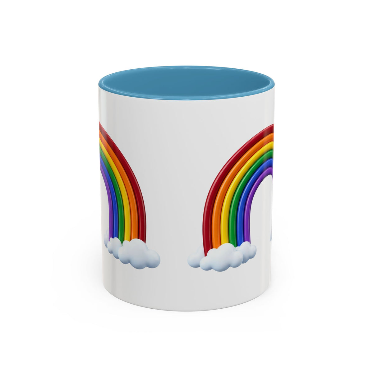 Rainbow Coffee Mug - Colorful Arc & Clouds Accent Mug (11/15oz)
