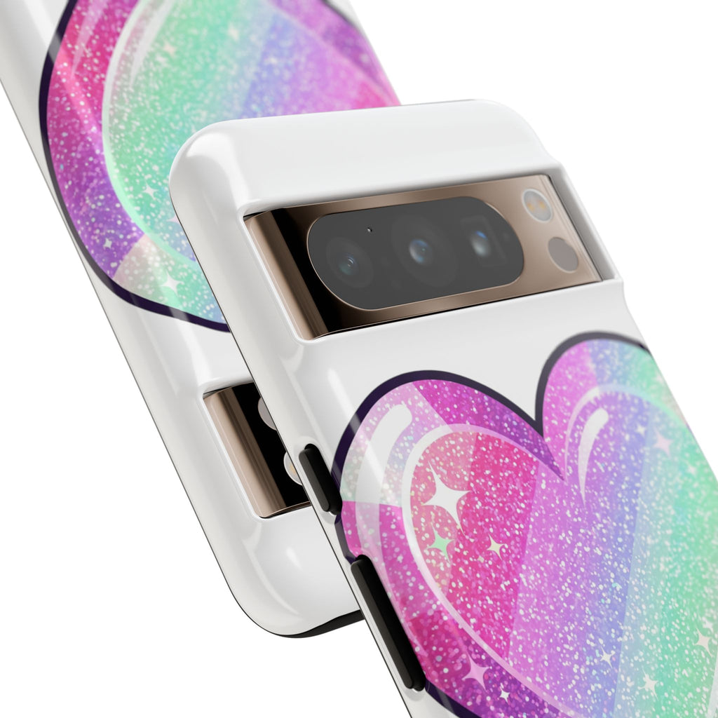 Pastel Glitter Heart Tough Phone Case — Cute Protective Phone Cover