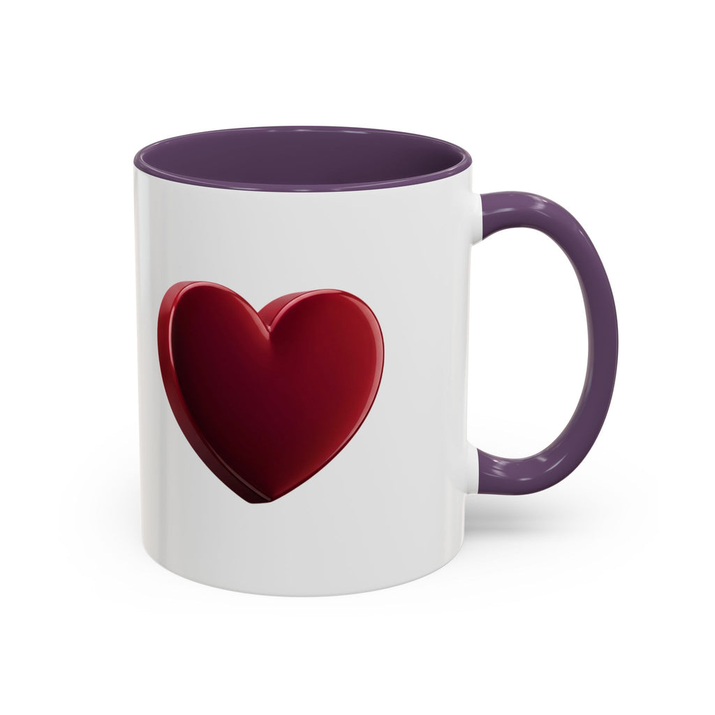 Heart Accent Coffee Mug – Red 3D Heart Design, Valentine’s Day Gift