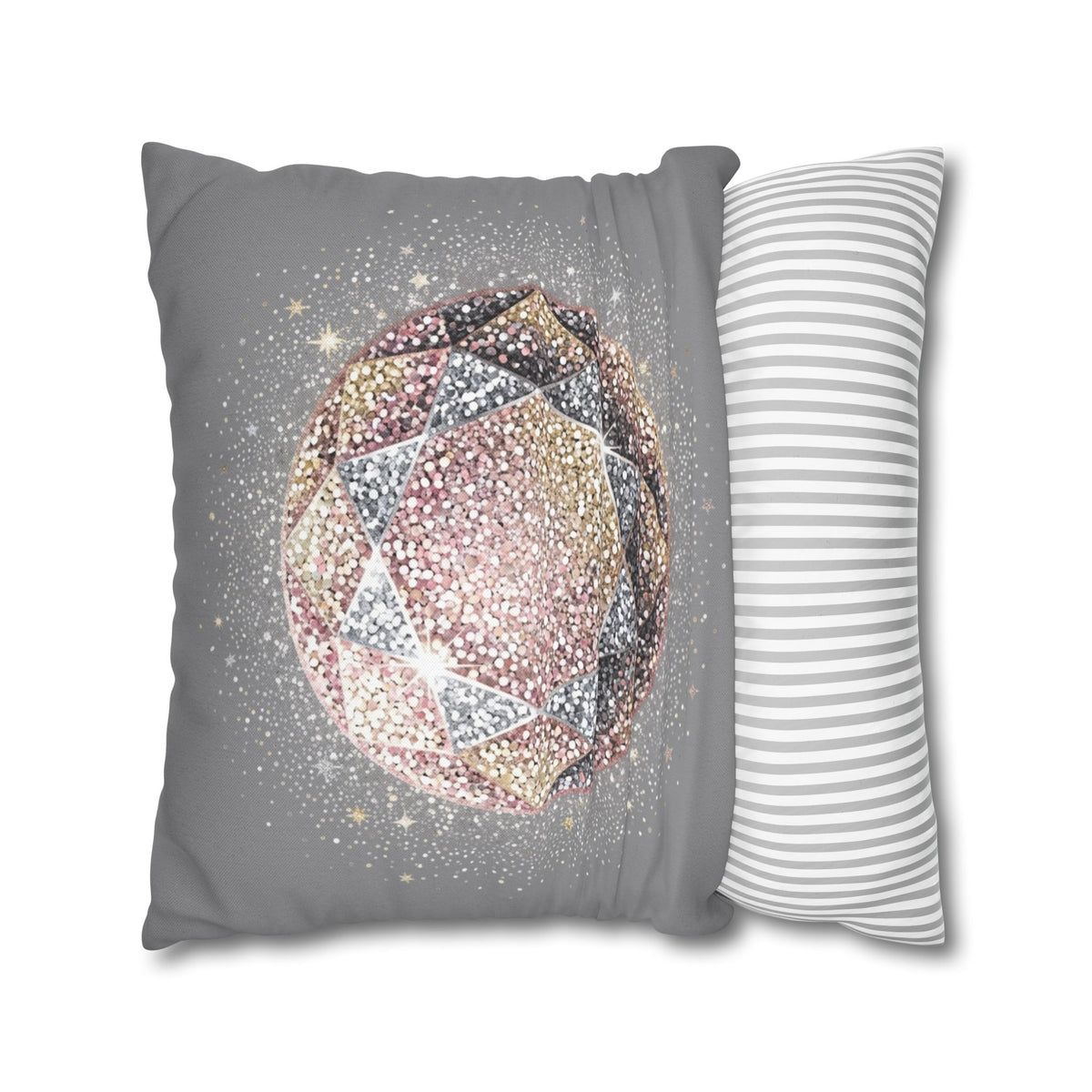 Glittery Grey Spun Polyester Square Pillowcase