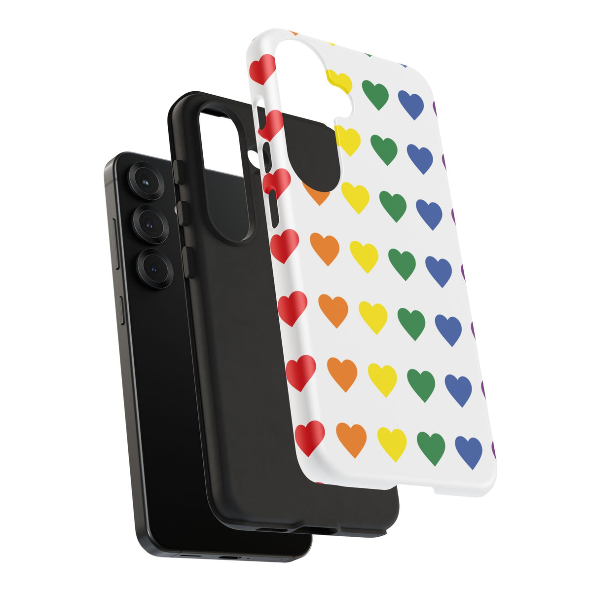 Rainbow Heart Tough Phone Case — Pride Pattern Protective Cover