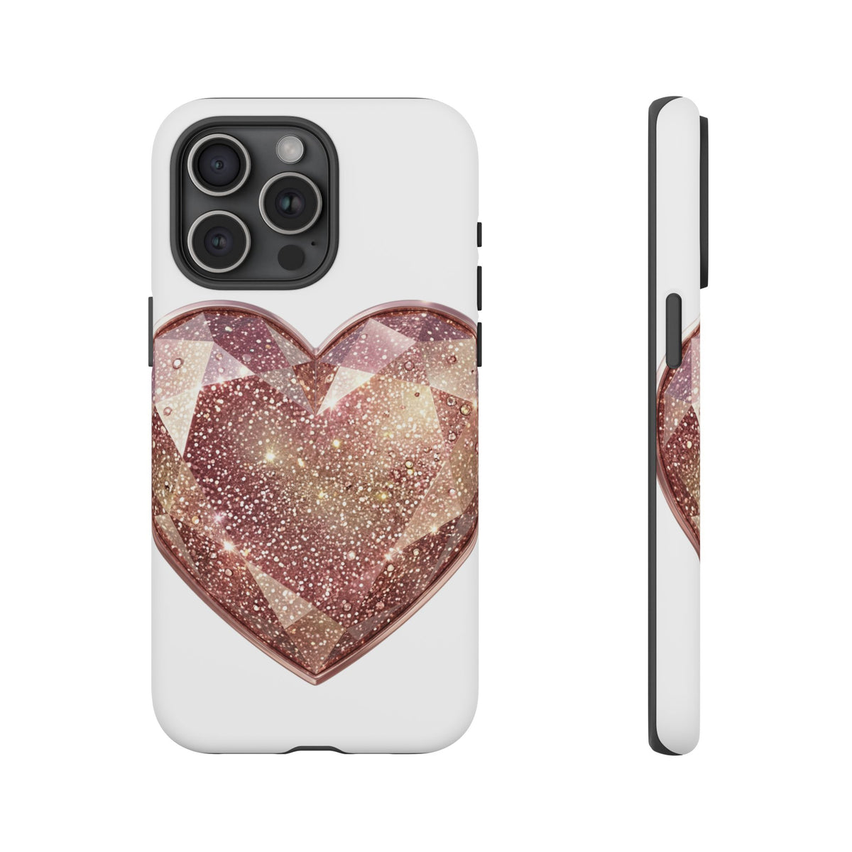 Rose Gold Glitter Crystal Heart Phone Case