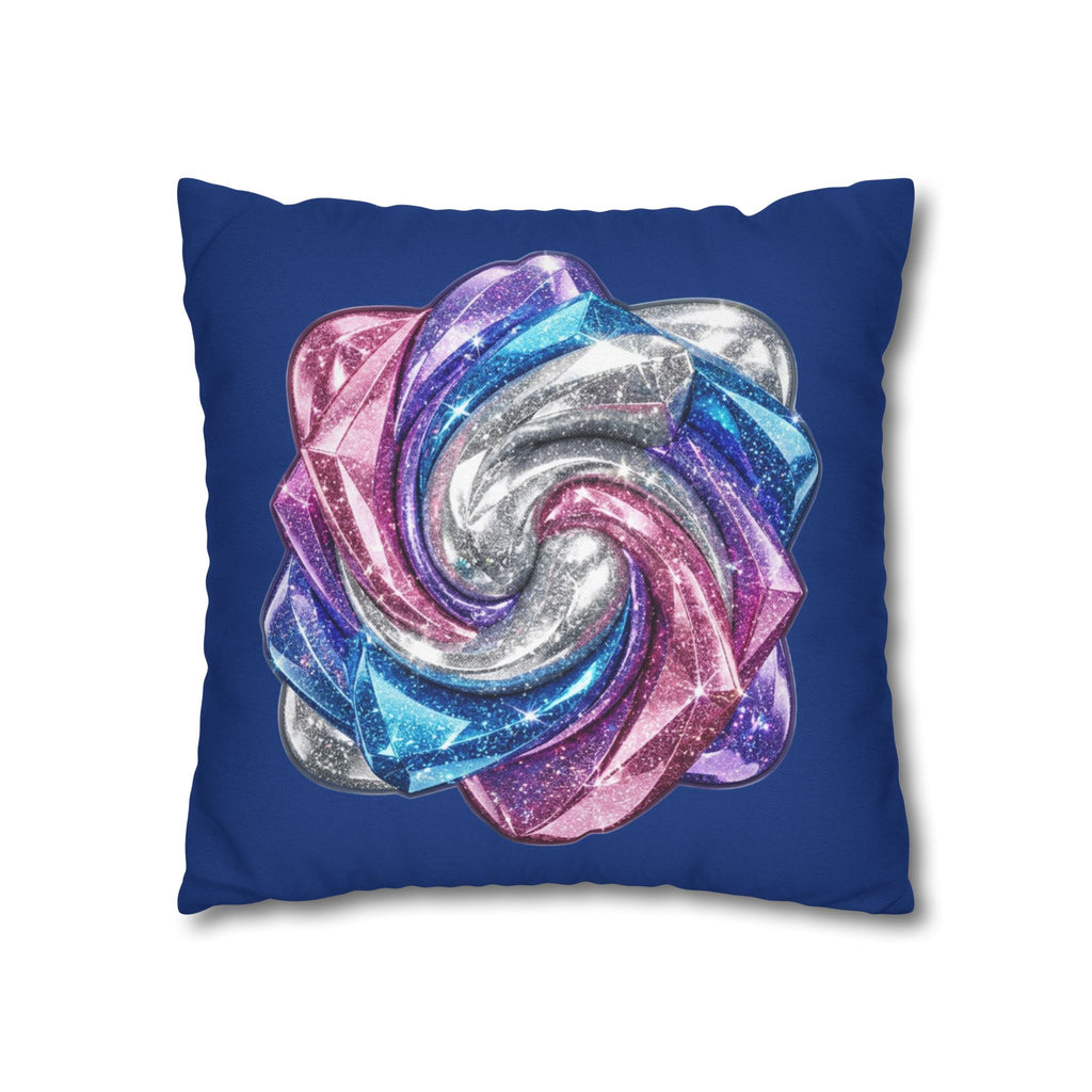 3D Glitter Design Navy Spun Polyester Square Pillowcase