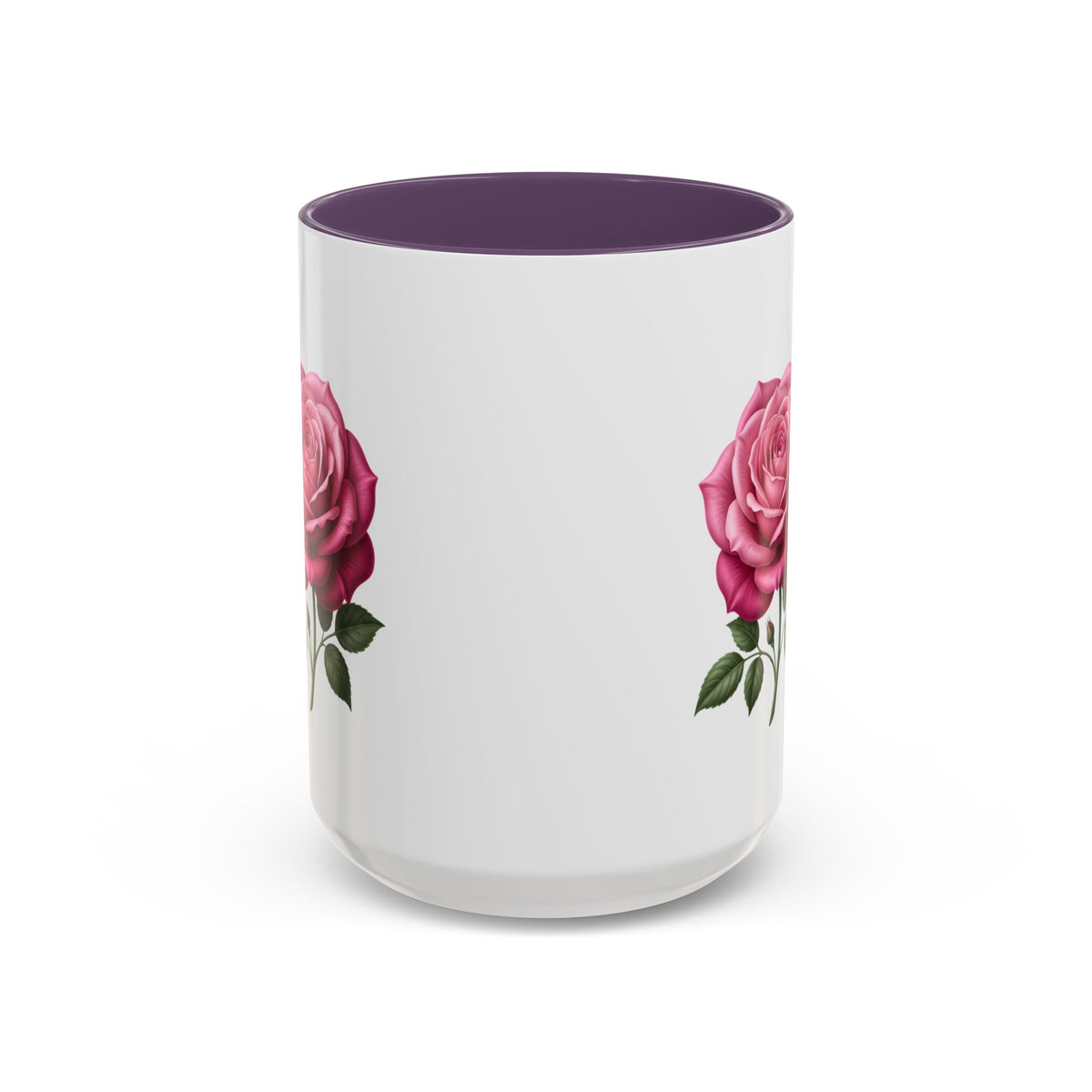 Pink Rose Accent Coffee Mug — Floral Tea & Coffee Cup (11/15 oz)