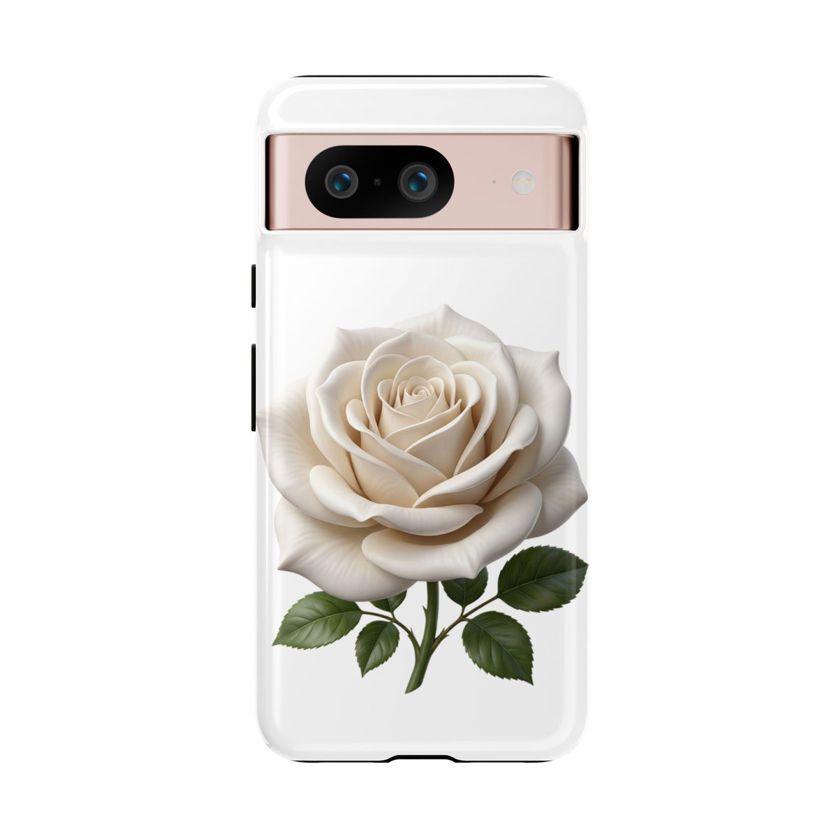 White Rose Tough Phone Case – Elegant Floral Protective Cover